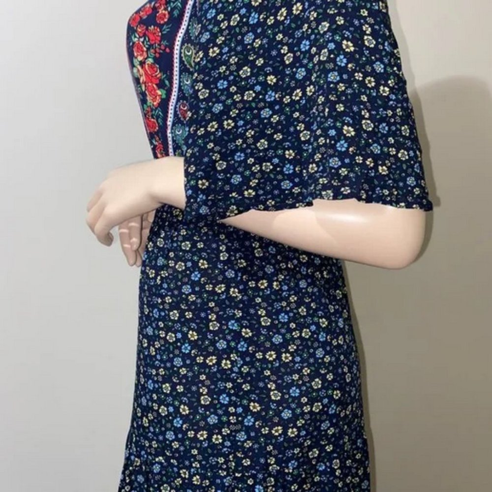 PRETTYGARDEN NAVY FLORAL PRINT MAXI DRESS SIZE MEDIUM - Picture 6 of 13